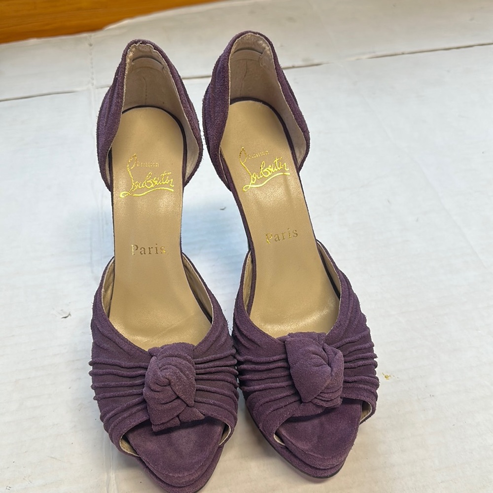 Christian Louboutin purple velvet heels